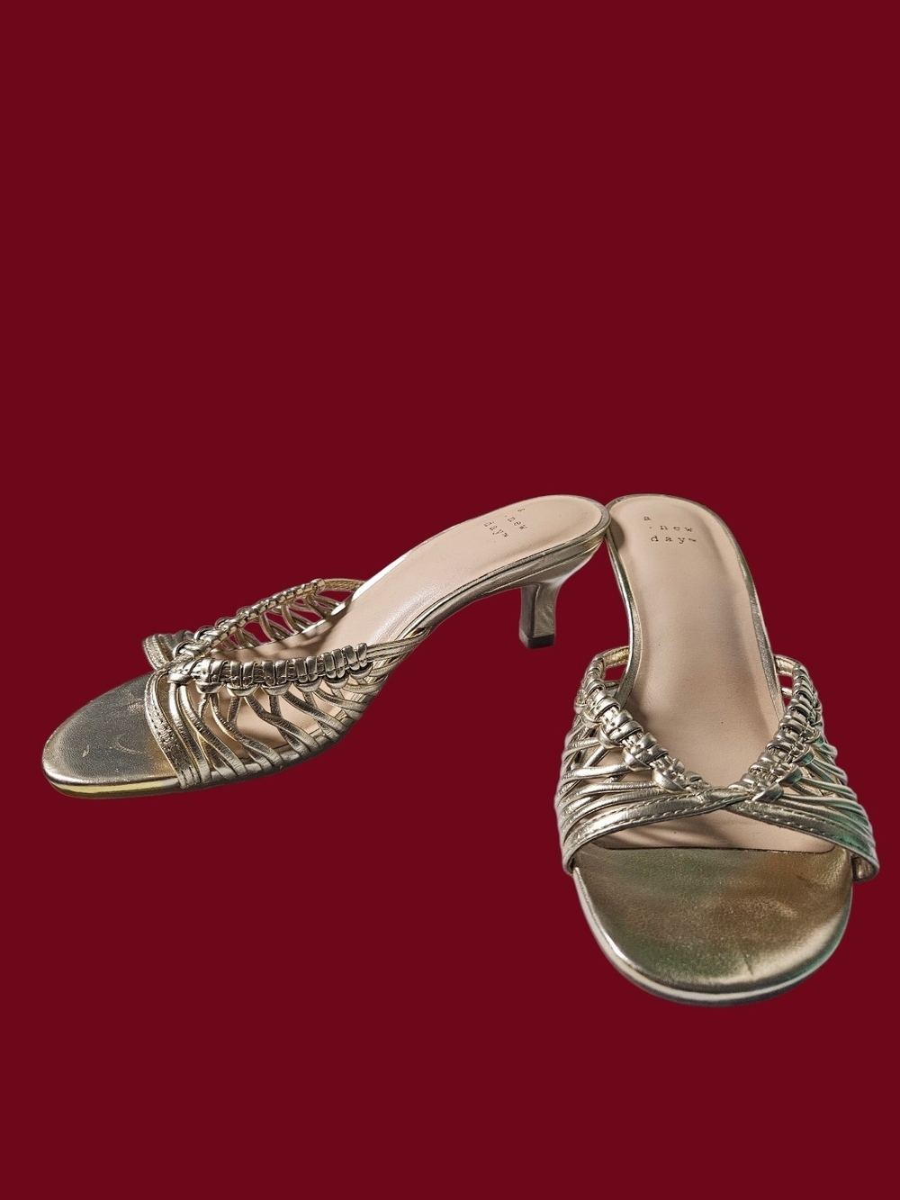 a new day Metallic Gold Braided Slide Heels